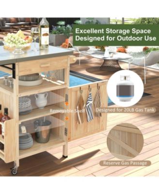 Outdoor Grill Cart with Stainless Steel Top & Storage