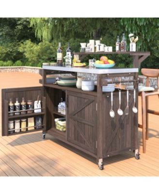 Outdoor Kitchen Island with Stainless Steel Top & Storage