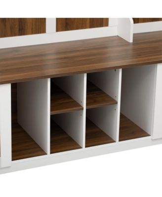 Entryway Hall Tree: Bench, Coat Rack, Drawers & Shelves