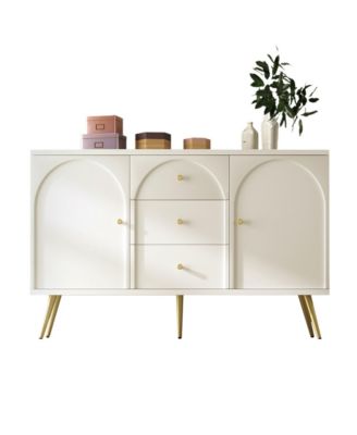 Metal & Wood Dining Cabinet - 3 Drawers, 2 Doors