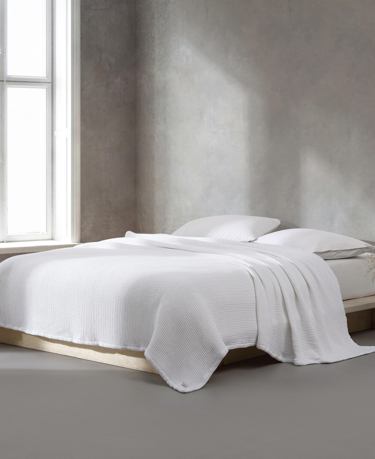 Calvin Klein Honeycomb Cotton Woven Blanket, King In White