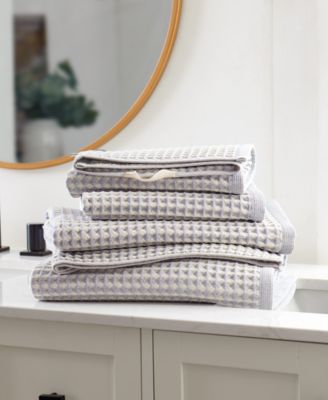 Yarn Dyed Waffle Unbleached Cotton Bath Towel Set