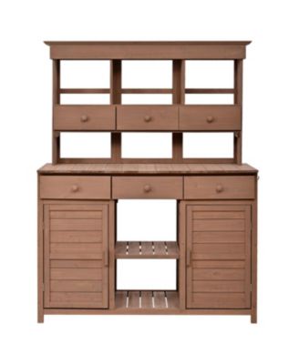 Garden Potting Bench with Hutch & Storage