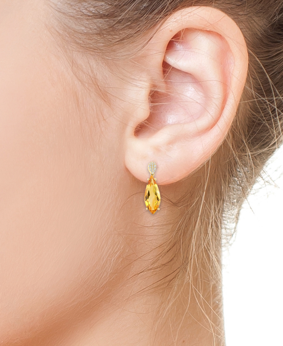 Effy Collection Effy Citrine (8-5/8 Ct. T.w.) & Diamond (1/6 Ct. T.w.) Drop Earrings In 14k Yellow Gold