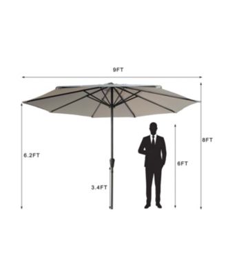9' Aluminum Patio Umbrella - Tilt & Crank - Gray