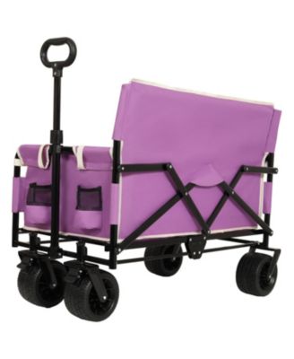 3-in-1 Folding Wagon Cart - Bench, Storage, All-Terrain - Purple