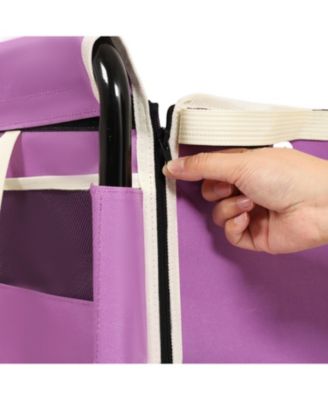 3-in-1 Folding Wagon Cart - Bench, Storage, All-Terrain - Purple