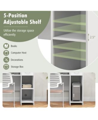 Computer Desk Modern Laptop PC Desk with Adjustable Shelf and Cable Hole