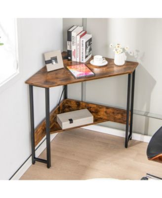 Triangle Computer Corner Desk with Charging Station