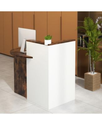 Front Reception Office Desk with Open Shelf and Lockable Drawer