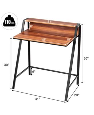 2 Tier Small Computer Desk with Sturdy Frame for Small Place
