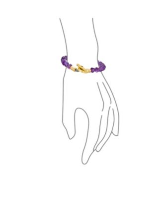 Boho Handmade Round Faceted Natural Stone 8MM Ball Bead Stacking Bracelet Gold Tone Stainless Steel