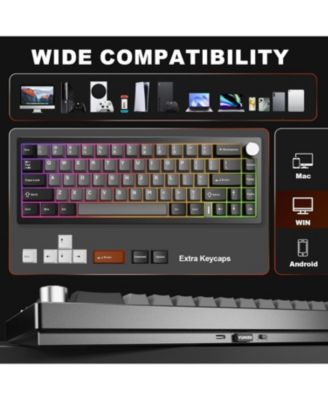 AL68 Wireless Mechanical Keyboard,Full Aluminum CNC,60% Layout with Knob, QMK/VIA Software,Gasket Mounted,Hot Swappable,RGB Backlit,BT/2.4G/USB-C for Mac/Win(Cocoa Cream V2 Linear)
