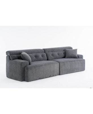 Streamdale Gray 4-Seater Compression Sofa with Pillows