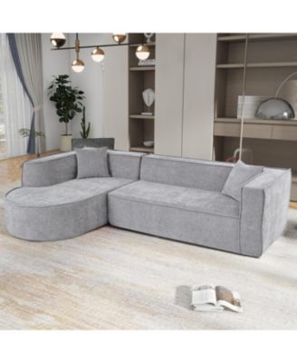 Streamdale Modern L-Shape Sectional Sofa with Chenille Fabric and Pillows