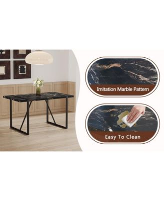 Modern Marble Dining Set - 4 Chairs with PU Upholstery