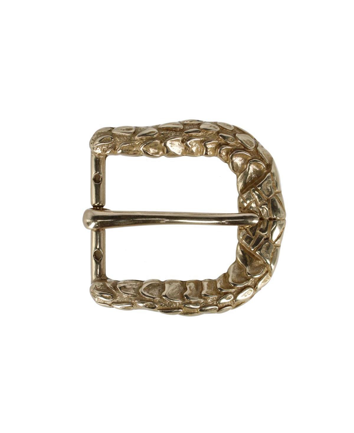 Men's 35mm Opulent Scaled Italian Solid Brass Harness Belt Buckle - Polished brass