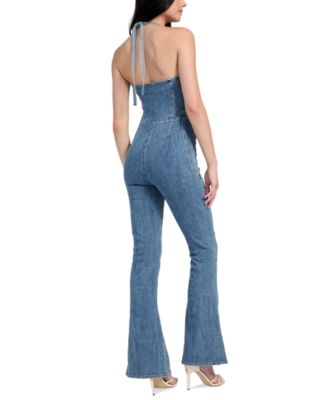 Women's Blair Denim Halter Flared-Leg  Jumpsuit
