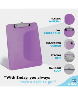 Plastic Clipboard Standard Size Pink, Translucent Low Profile Clip Board, Hangable Clipboard, 12.7” x 9”, Holds 100 Sheets, 1 Pc - by Enday