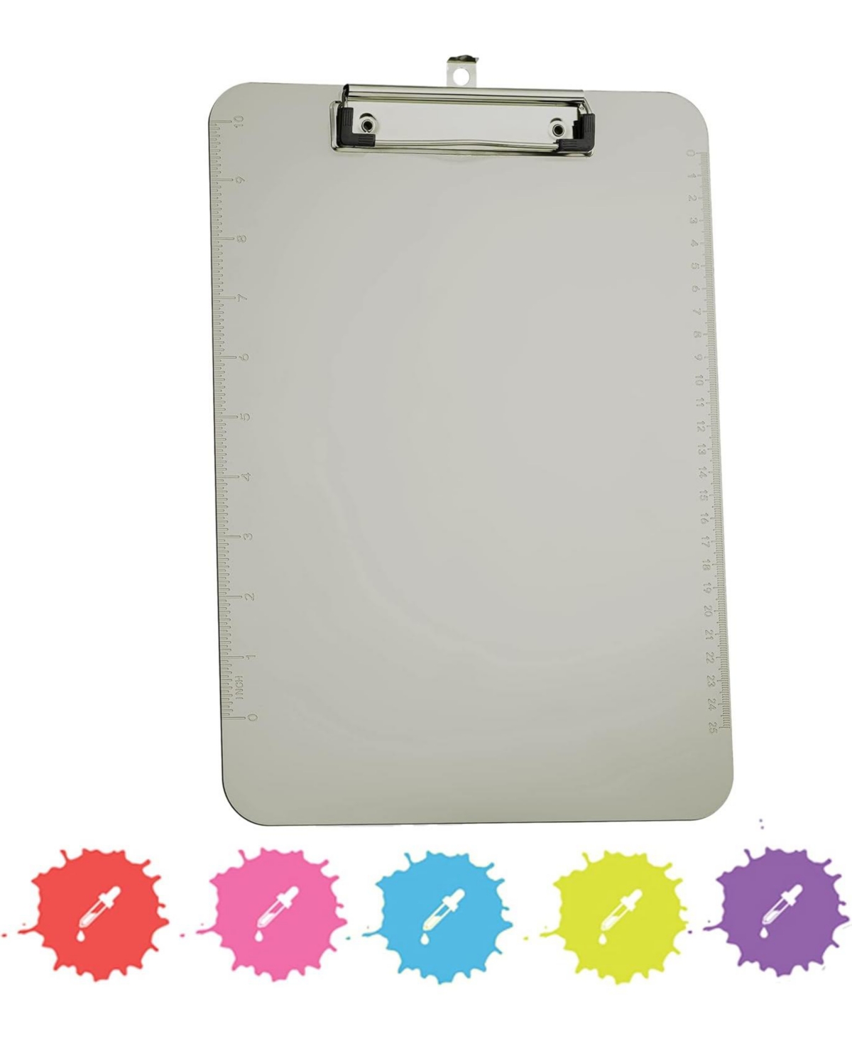 Plastic Clipboard Standard Size Pink, Translucent Low Profile Clip Board, Hangable Clipboard, 12.7&#x201D; x 9&#x201D;, Holds 100 Sheets, 1 Pc - by En
