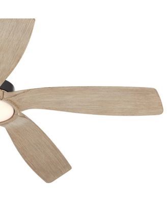 56" Mach 5 Indoor Outdoor Ceiling Fan 5 Blade LED Light Remote Control Matte Black Finish Distressed White Oak Blades Damp Rated