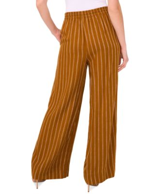 Women's Striped Drawstring-Waist Wide Leg Pants