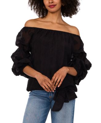 Vince Camuto - Women's Off-The-Shoulder Balloon-Sleeve Tie-Hem Top