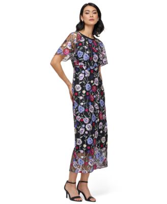 Women's Embellished Short-Sleeve Midi Dress