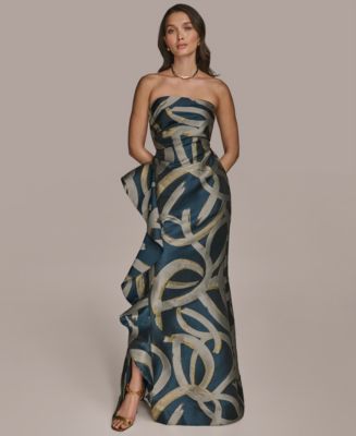 【Donna Karan New York】Floral Print Strapless Ball Gown Donna Karan New York Women's Floral Print Strapless Gown