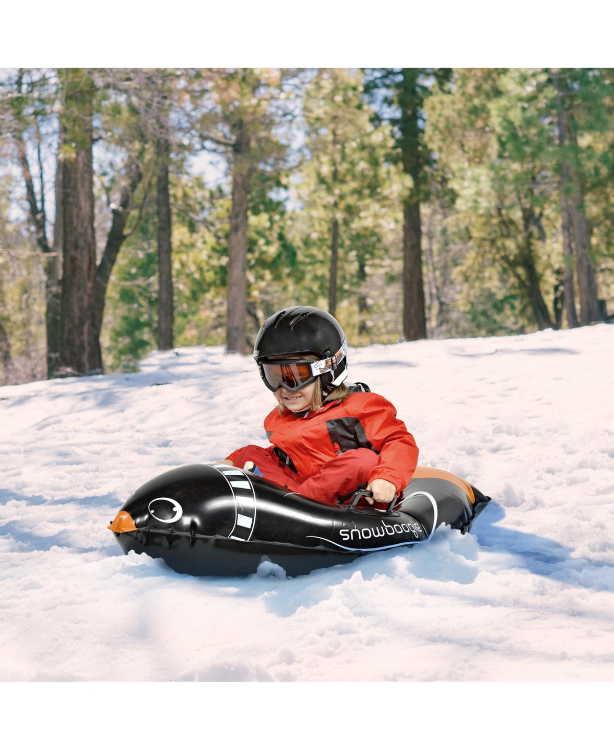 Winter Single Rider Snow Tube, 44" Inflatable Animal Sled, Outdoor Toys with Two Handle