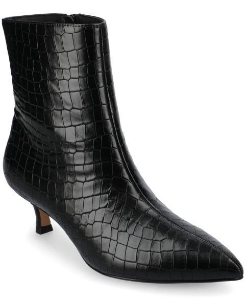 Женские ботинки Journee Collection Arely Kitten Heel Pointed Toe Dress Booties, цвет: Чёрный