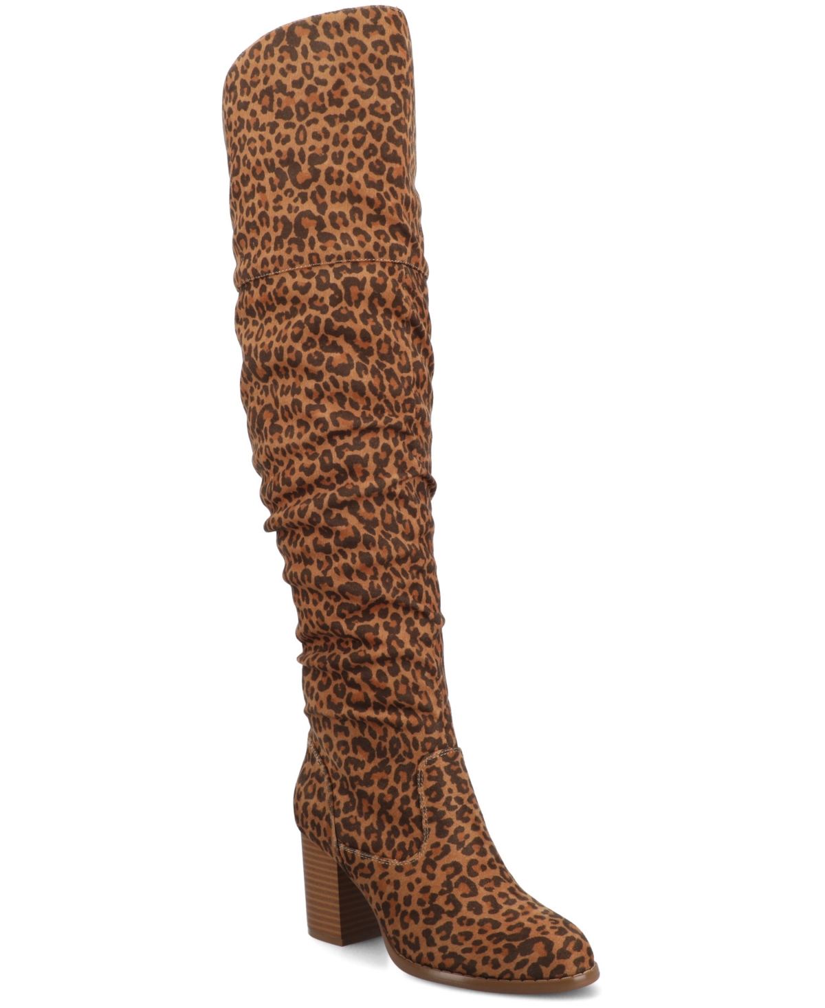 Journee Collection Women's Kaison Wide Calf Stacked Heel Over The Knee Boots In Brown