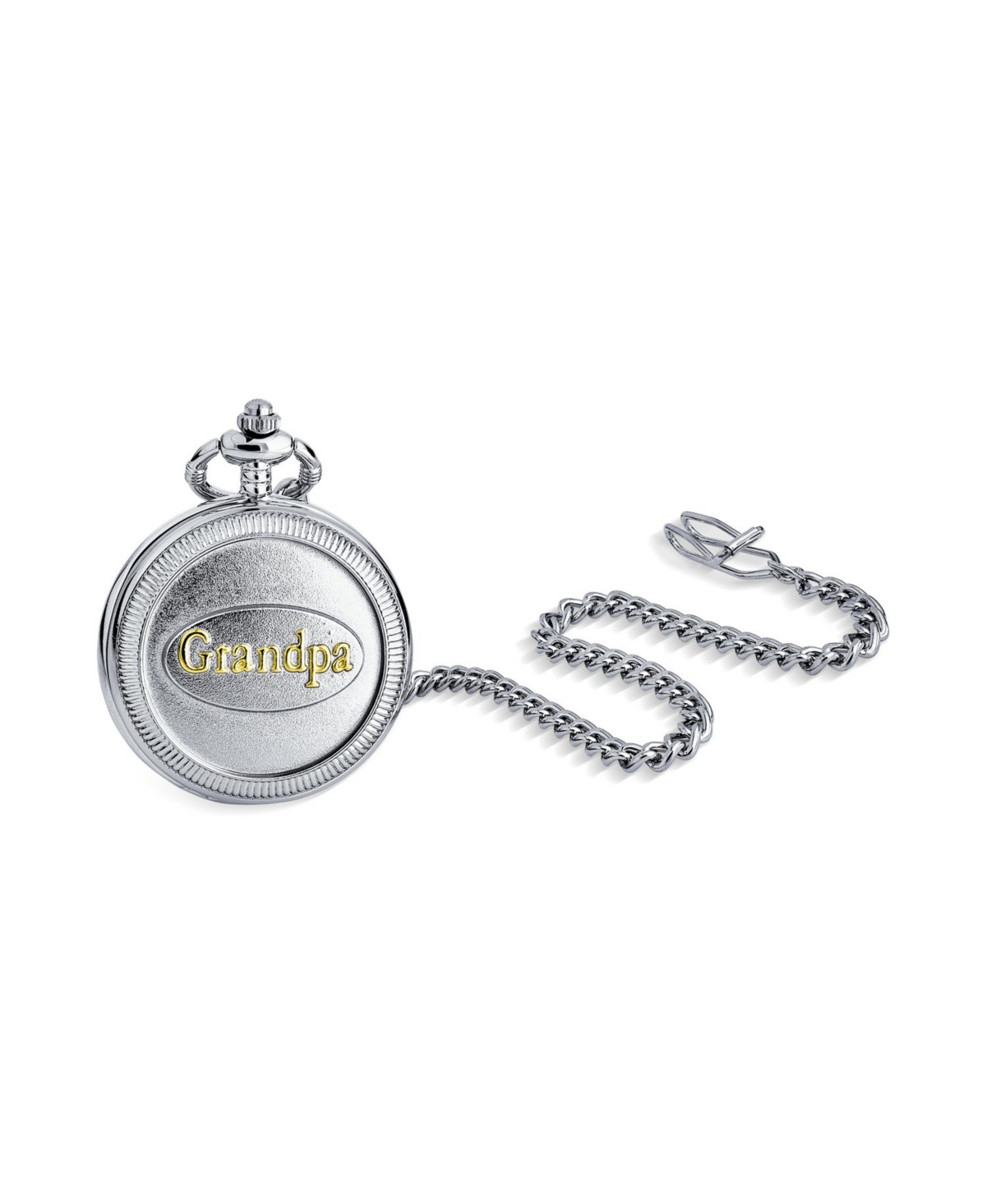 Skeleton Pocket Watch for Grandpa with Chain - Silver f