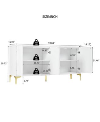 White 4-Door Storage Cabinet with Adjustable Shelves