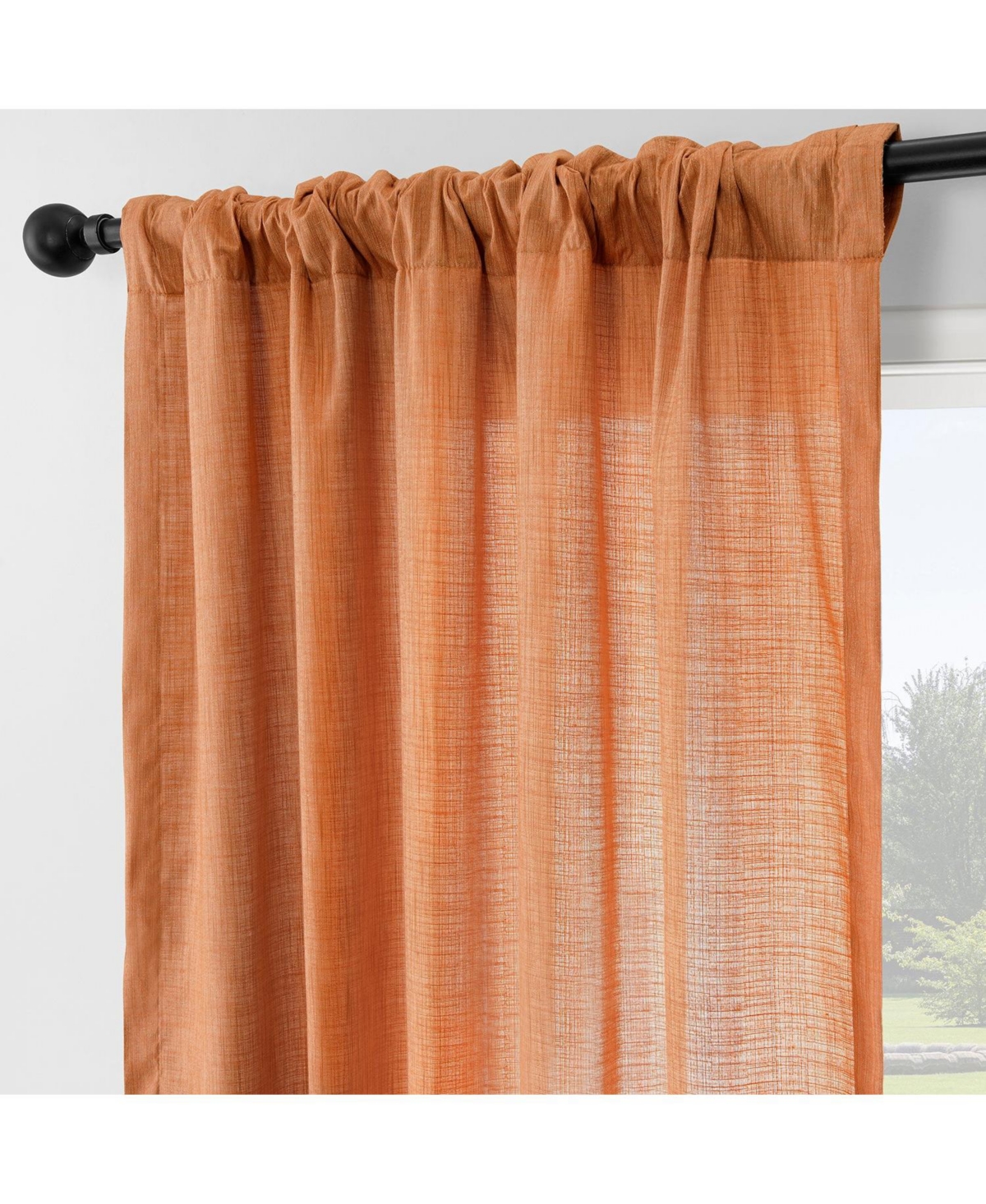 Half Price Drapes Orange Rustic Linen Weave Curtain