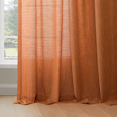 Rustic Weave Linen Curtains (2 Panels) Sheer Window Curtains Panel Set, Rod Pocket Curtains, 50 inches Wide Linen