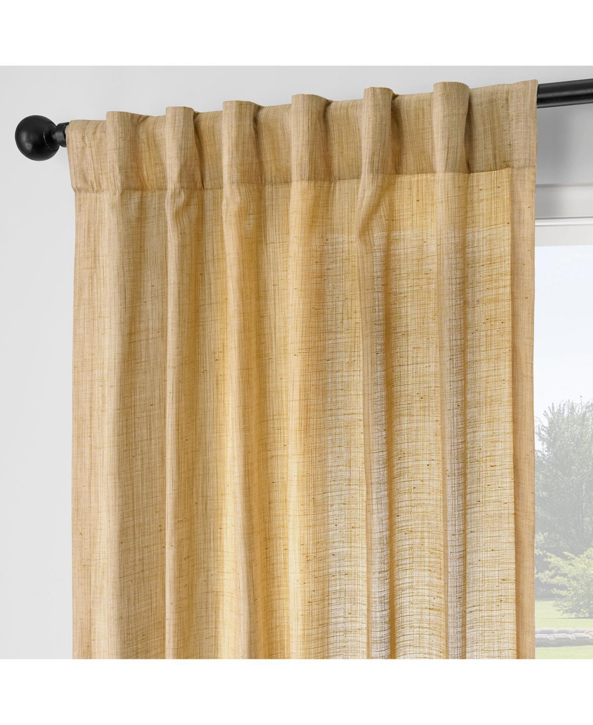 Half Price Drapes Tan Rustic Weave Sheer Linen Curtains (2 Panels) Rod Pocket Window Curtains And Drapes, 50 W X 96 L