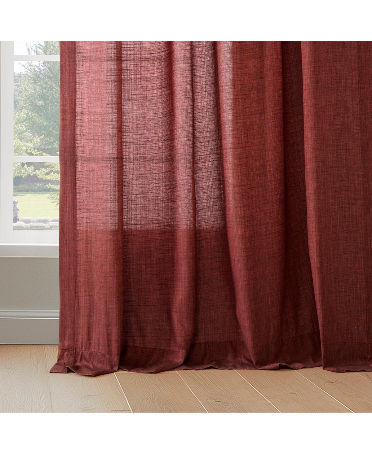 Half Price Drapes Orange Rustic Linen Weave Curtain