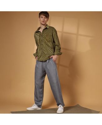 Men's Moon Grey Pleated Relaxed Trousers