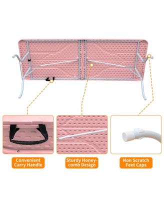 8ft Pink Folding Table - Portable & Durable