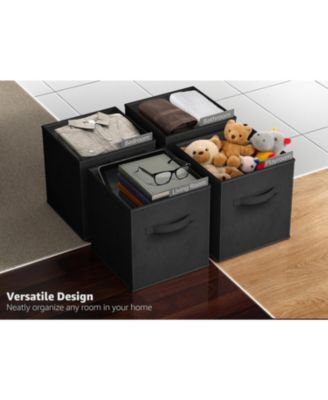 11 Inch Foldable Fabric Storage Cube Bin with Handles - for Organizing Pantry, Closet, Nursery, Playroom, and More
