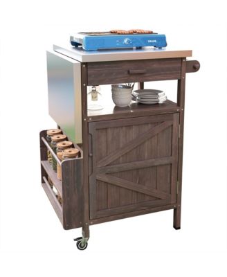 Outdoor Grill Cart with Stainless Steel Top & Storage