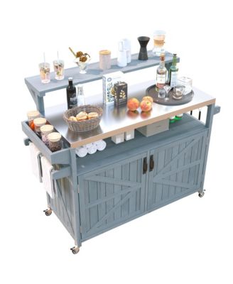 Outdoor Kitchen Island with Storage & Stainless Steel Top