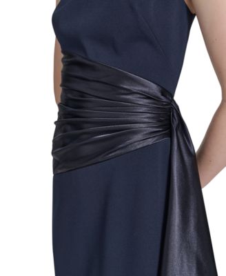 Women's Waist-Wrap Scuba Sleeveless Midi Dress