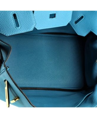 Pre-Owned Hermes Birkin 30 Handbag Blue Togo with Gold Hardware