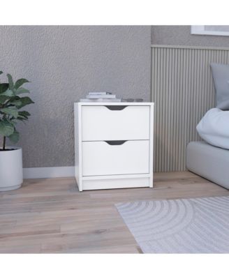 Contemporary Two-Drawer Faux Wood Nightstand with Smooth Glide Storage