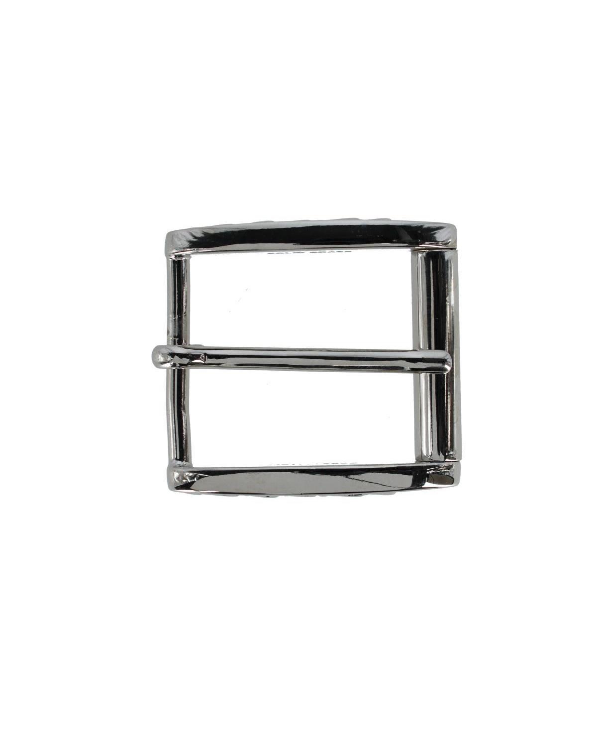 Men's 35mm Solid Brass Side Detailed Roller Harness Belt Buckle - Shiny nickel