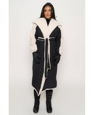 Women's Contrast Sherpa Coat
