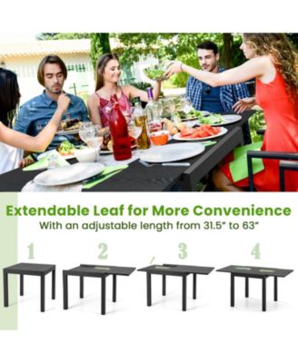 31.5 inches-63 inches Adjustable Patio Expandable Dining Table for 4-6 Person