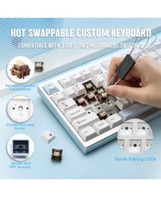 AL75 PRO 75% Wireless Mechanical Gaming Keyboard,Full Aluminum CNC,BT/2.4G/Wired,PBT Keycaps,Gasket Mounted Hot Swap,Custom RGB Backlight, Programmable for Mac/Win(Cocoa Cream V2 Linear)